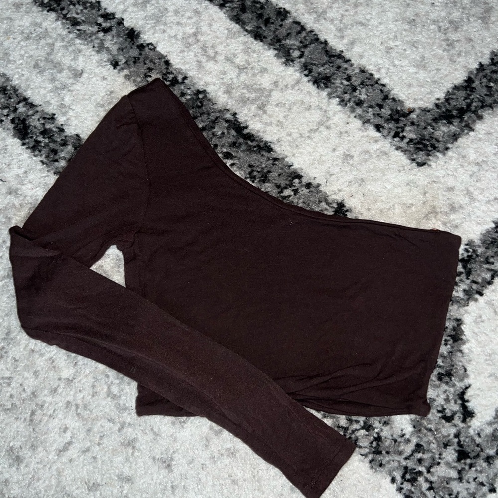 Brown one shoulder crop top